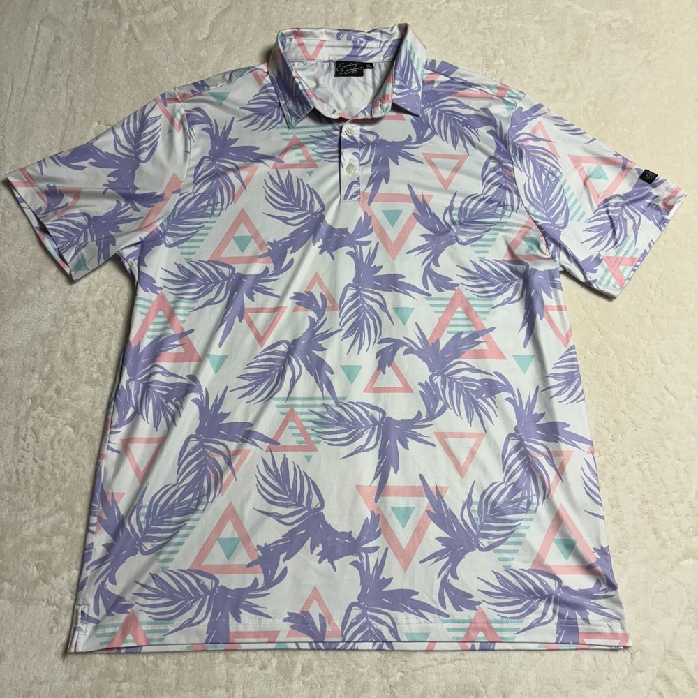 Sunday Swagger Mens Golf Polo Shirt XL Short Sleeve Floral‎ Geometric Tropical